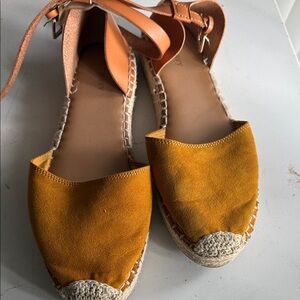 Old Navy Mustard Espadrille Flats with Ankle Wrap